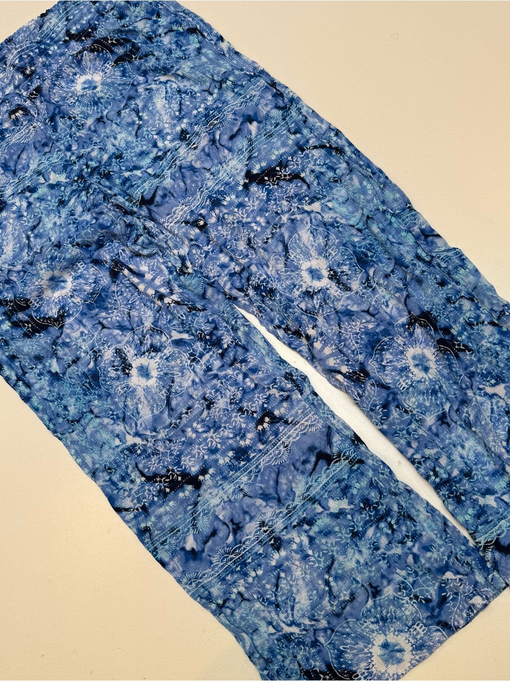 JM Collection Blue Tie-Dye Floral Kids Leggings
